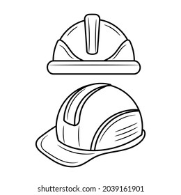 Worker safety hard hat, hand drawn sketch vector objects