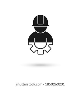 Worker safety helmet and gear, flat design icon