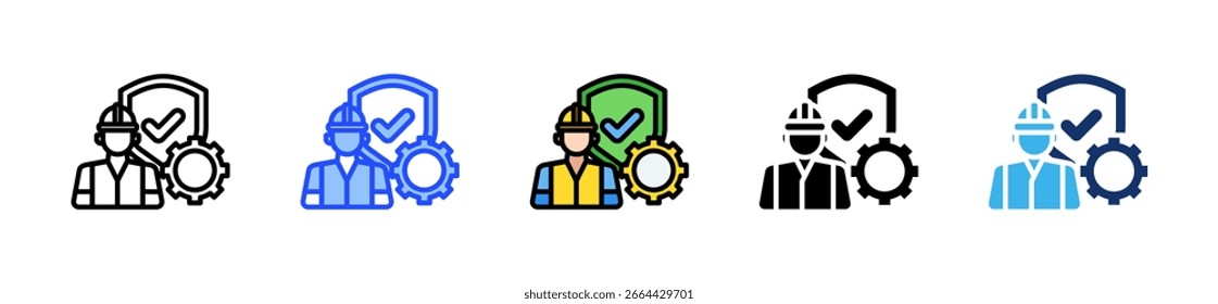 Coleção De Ícones De Segurança Do Trabalhador Com Vários Estilos