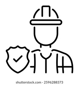 Worker safety icon in linear style 