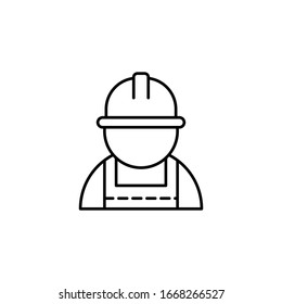 Trabajador, icono de seguridad. Línea simple, esquema vectorial elementos de seguridad en el trabajo para ui y ux, sitio web o aplicación móvil