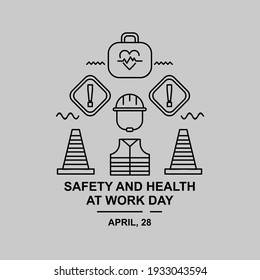 Worker safety illustration. Easy to edit with vector file.  Can use for your creative content. Especially about safety and health work day in this april.