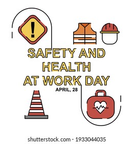 Worker safety illustration. Easy to edit with vector file.  Can use for your creative content. Especially about safety and health work day in this april.