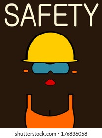 worker safety poster with woman construction worker