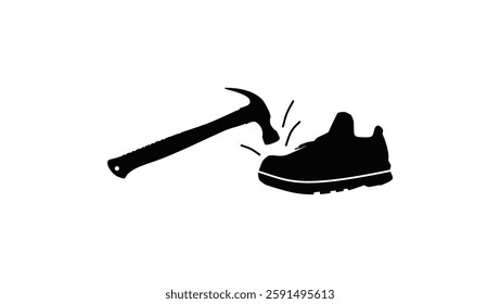 worker safety shoes, black isolated silhouette