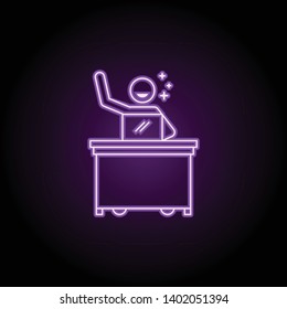 worker satisfaction neon icon. Elements of People in the work set. Simple icon for websites, web design, mobile app, info graphics