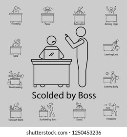 worker scolded by boss icon. Detailed set of People in the work icons. Premium graphic design. One of the collection icons for websites, web design, mobile app