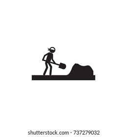 worker with a shovel icon on white background