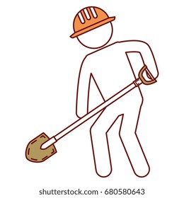 worker with shovel silhouette