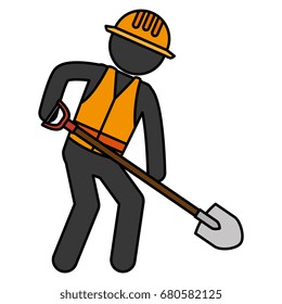 worker with shovel silhouette