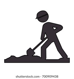 worker with shovel silhouette