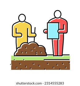 suelo de pala de trabajo para analizar el vector de iconos de color. suelo de pala de trabajo para el análisis de signos. ilustración de símbolo aislado