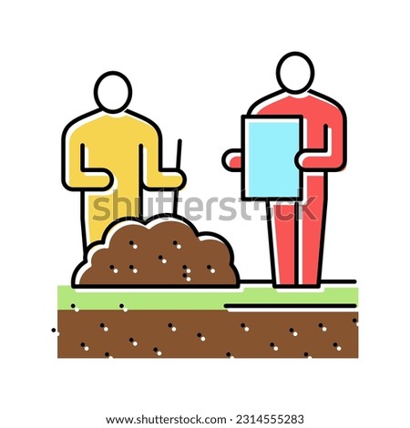 worker shovel soil for analyzing color icon vector. worker shovel soil for analyzing sign. isolated symbol illustration