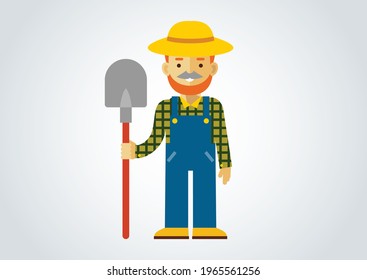 worker with showel, labour in uniform