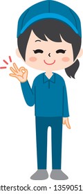Worker showing OK pose