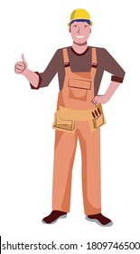 The worker shows that everything is fine. The guy shows that the job is done. Vector arrangement