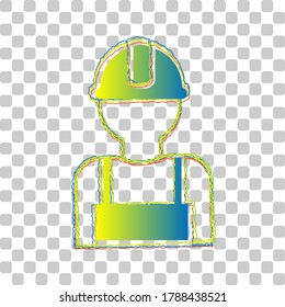 Worker sign. Blue to green gradient Icon with Four Roughen Contours on stylish transparent Background. Illustration.