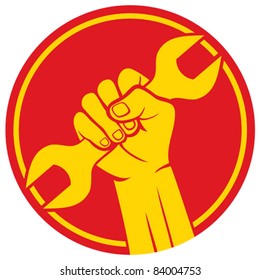 worker sign (fist and wrench)