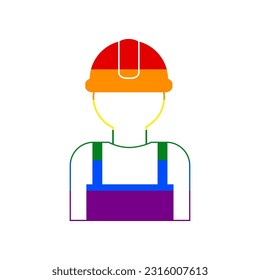 Worker sign. Rainbow gay LGBT rights colored Icon at white Background. Illustration.
