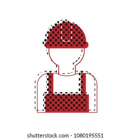 Worker sign. Vector. Brown icon with shifted black circle pattern as duplicate at white background. Isolated.