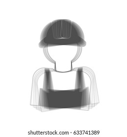 Worker sign. Vector. Gray icon shaked at white background.