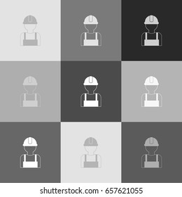 Worker sign. Vector. Grayscale version of Popart-style icon.