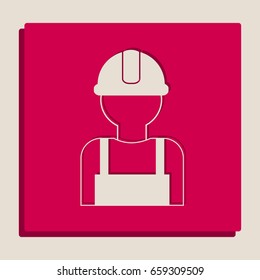 Worker sign. Vector. Grayscale version of Popart-style icon.