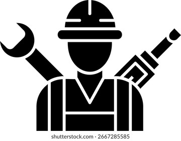 Worker Silhouette Glyph Vector Icon Design