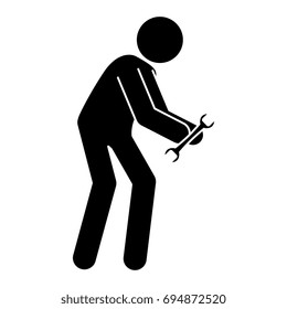 worker silhouette with wrench