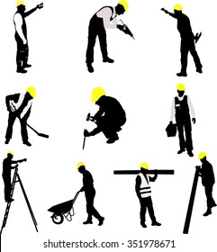  worker silhouettes collection - vector