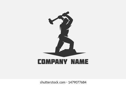 Worker With A Sledgehammer Stock Logo