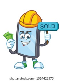 worker smartphone mascot character vector design