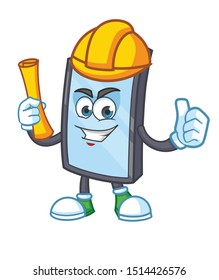 worker smartphone mascot character vector design