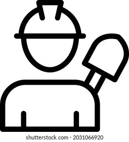 worker spade vector thin line icon