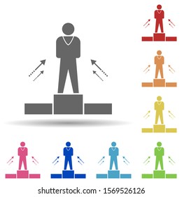 Worker, stand, career advancement in multi color style icon. Simple glyph, flat vector of business icons for ui and ux, website or mobile application