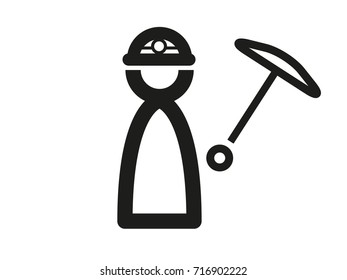 Worker stick man logo.