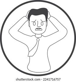 Worker stressed icon, workload icon black vector