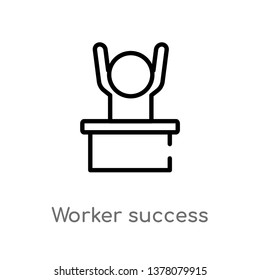 worker success vector line icon. Simple element illustration. worker success outline icon from people concept. Can be used for web and mobile