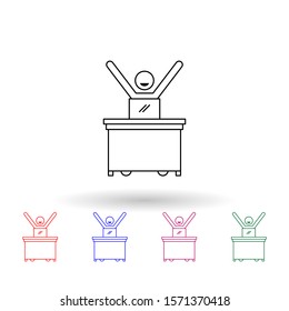Worker is successful multi color icon. Simple thin line, outline vector of people in the work icons for ui and ux, website or mobile application