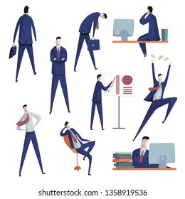 Worker in suit on white background. Work day.