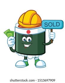worker sushi japan mascot character vector