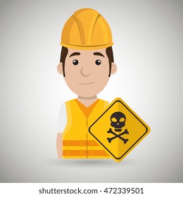 worker with symbol of danger vector illustration design eps 10