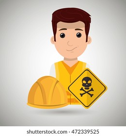 worker with symbol of danger vector illustration design eps 10
