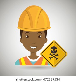 worker with symbol of danger vector illustration design eps 10