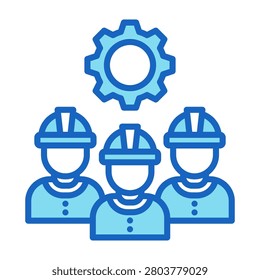 Worker Team Icon Blue Color Style Vector Illustration