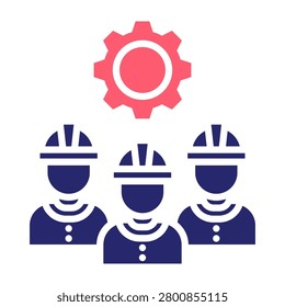Worker Team Icon Color Fill Style Vector Illustration