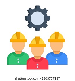 Worker Team Icon Flat Style Vector Illustration