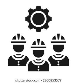 Worker Team Icon Glyph Style Vector Illustration