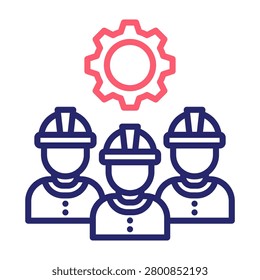 Worker Team Icon Line Color Style Vector Illustration