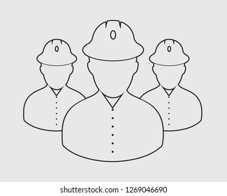 Worker Team line Icon on gray Background.